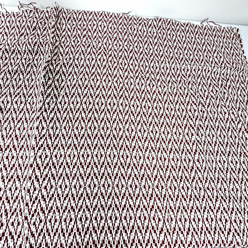 Burgundy Ivory Geometric Heavy Woven Fabric Wool Like 54.5" x 105" 2.9 Yards